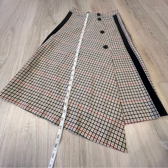 Maje Houndstooth Plaid Wrap Skirt – Chic Asymmetrical Design, Size 34 (US XS) - Picture 5 of 6